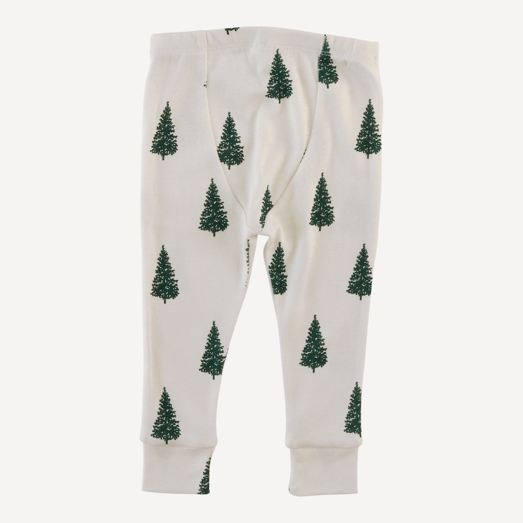 long sleeve crew neck pj set | mountain pine | organic cotton flat rib