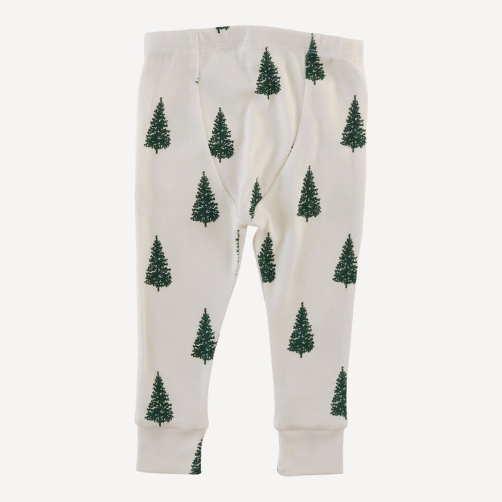 long sleeve crew neck pj set | mountain pine | organic cotton flat rib