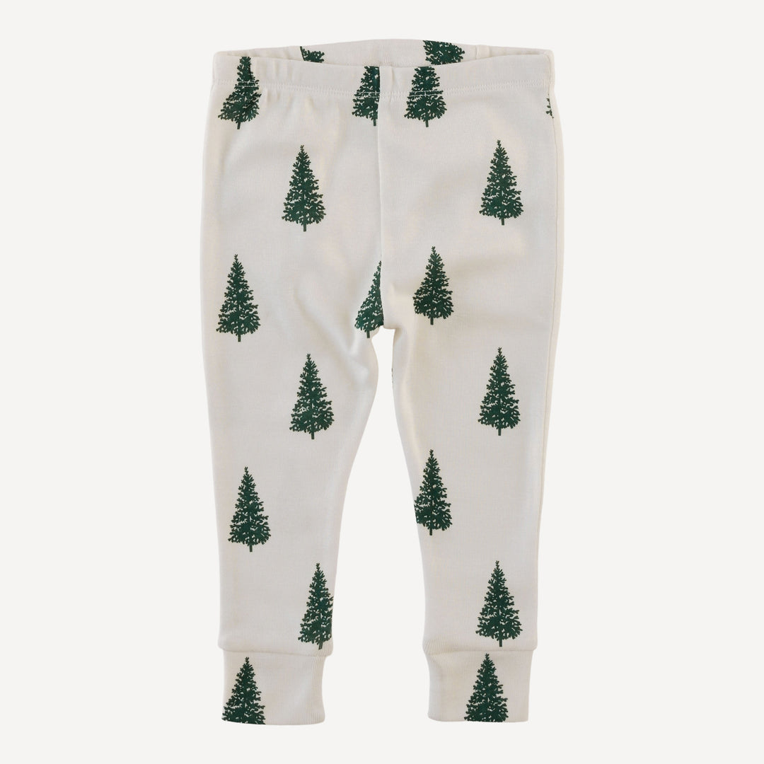 long sleeve crew neck pj set | mountain pine | organic cotton flat rib