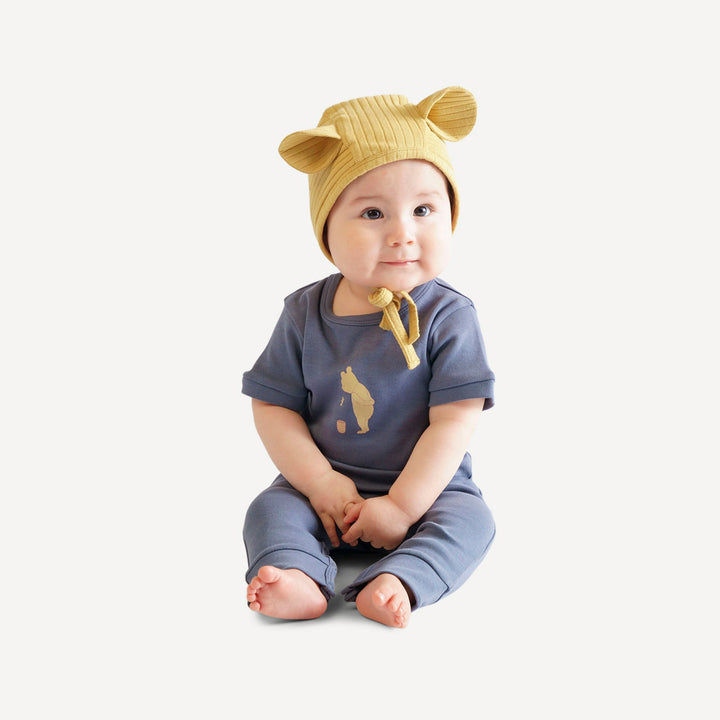 short sleeve sport jumpsuit | stone blue | organic cotton interlock