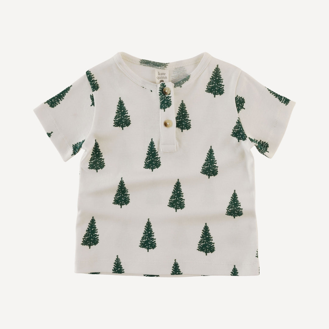 short sleeve basic henley tee | mountain pine | organic cotton flat rib