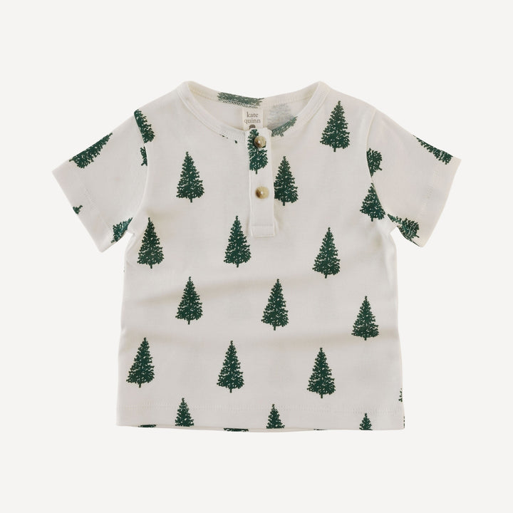 short sleeve basic henley tee | mountain pine | organic cotton flat rib