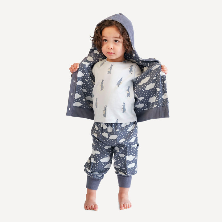 cargo bubble pant | blue rain cloud | organic cotton interlock