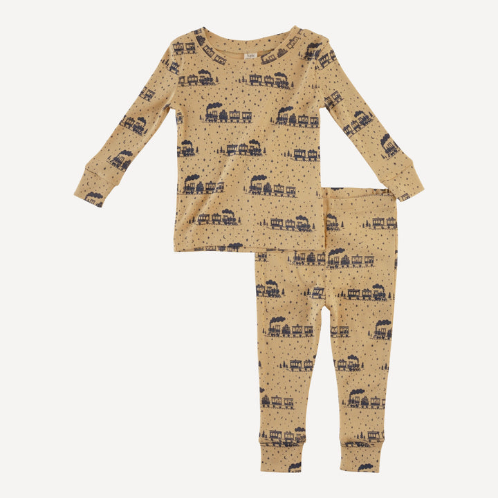 long sleeve crew neck pj set | gift train | organic cotton flat rib