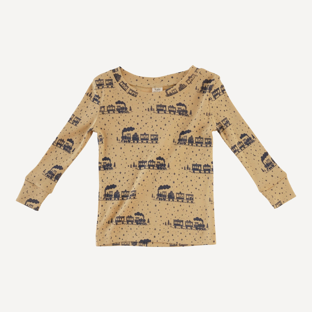 long sleeve crew neck pj set | gift train | organic cotton flat rib