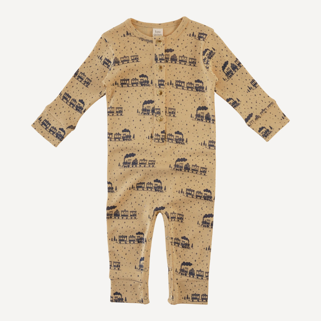 long sleeve sport union suit | gift train | organic cotton flat rib