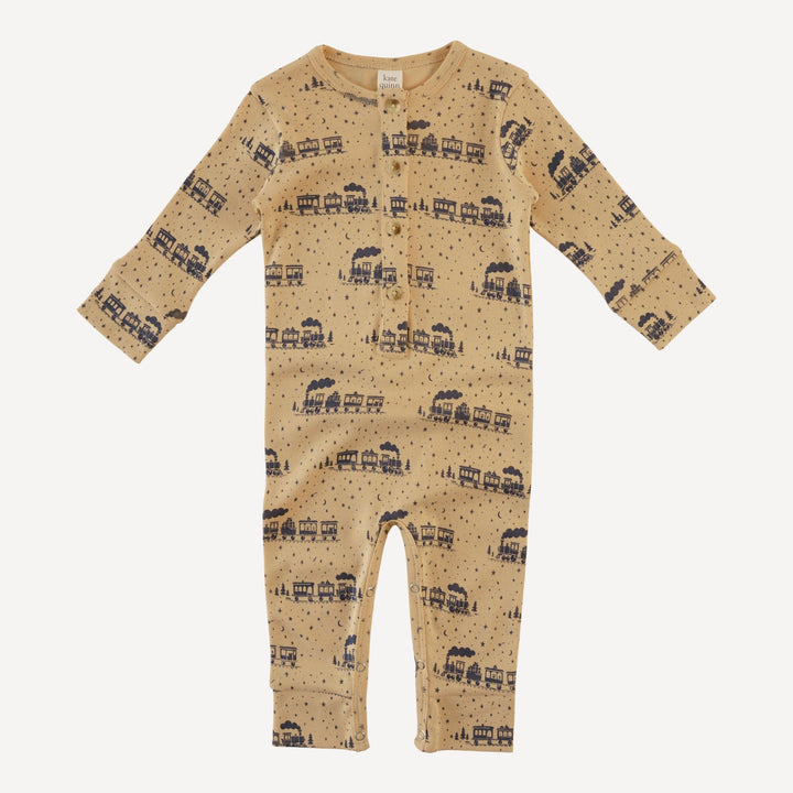 long sleeve sport union suit | gift train | organic cotton flat rib