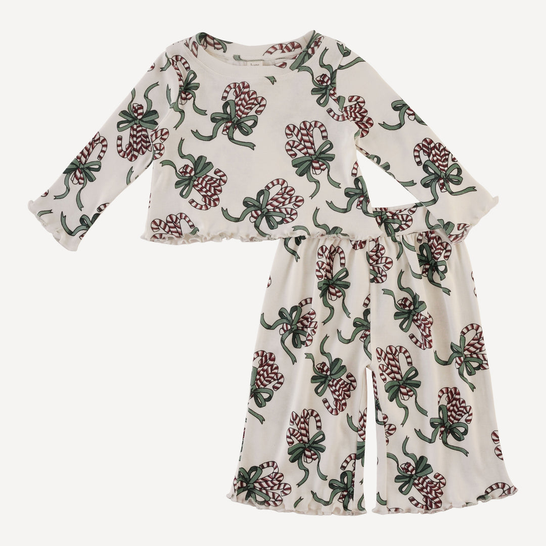 long sleeve jade set | candy canes | organic cotton flat rib