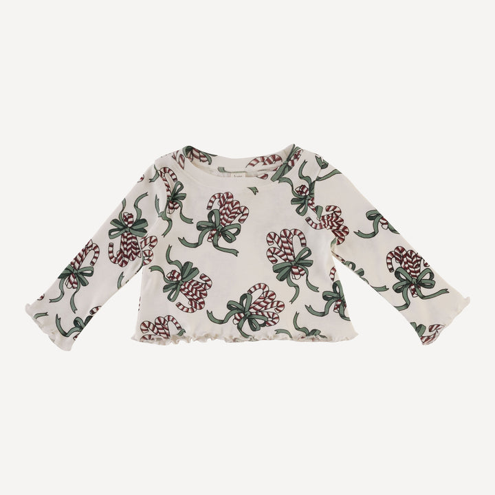 long sleeve jade set | candy canes | organic cotton flat rib