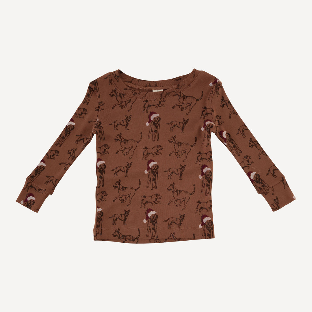 long sleeve crew neck pj set | santa mutts | organic cotton flat rib
