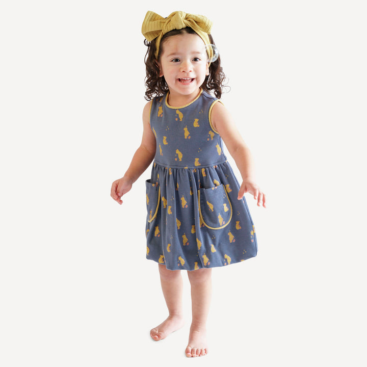 ida dress | stone blue pooh | organic cotton interlock
