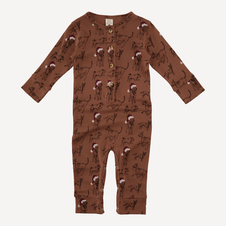 long sleeve sport union suit | santa mutts | organic cotton flat rib
