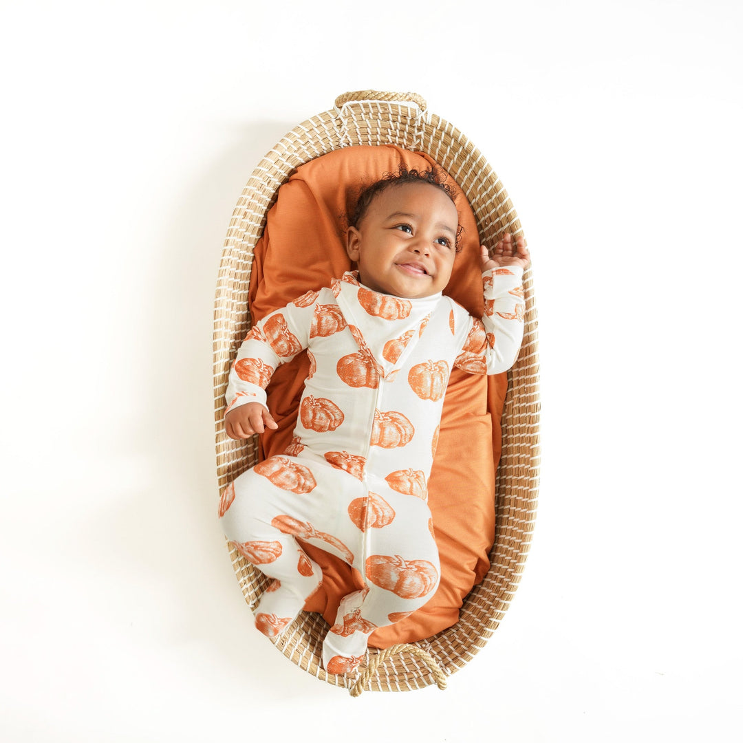 long sleeve zipper footie | harvest pumpkin | bamboo