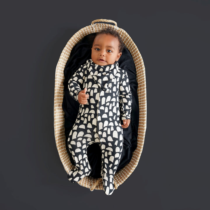 long sleeve two way zipper footie | ghosts | organic cotton interlock