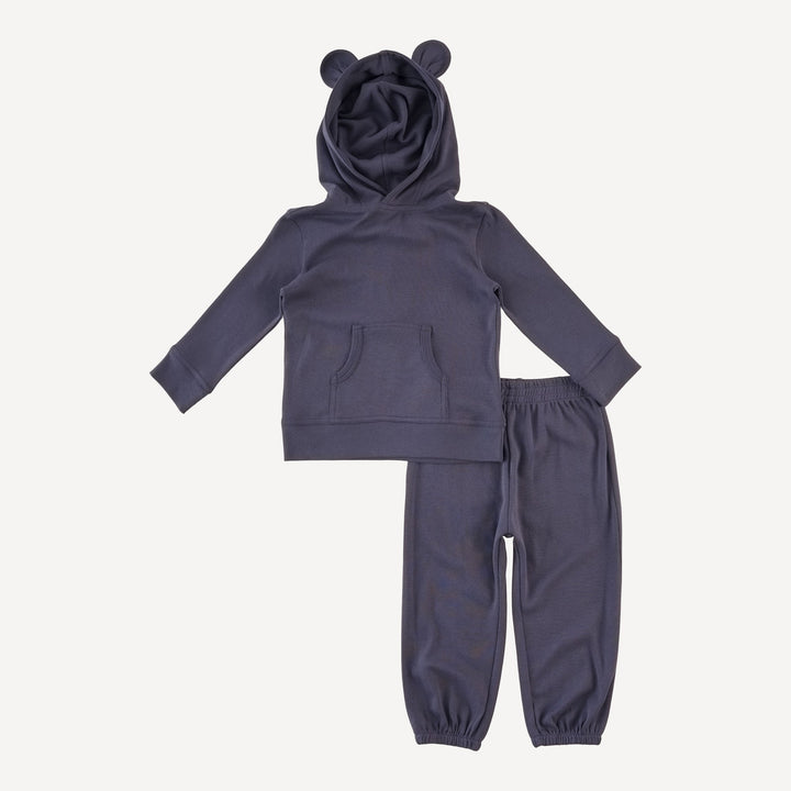 three bears relaxed jogger set | shadow blue | organic cotton flat rib