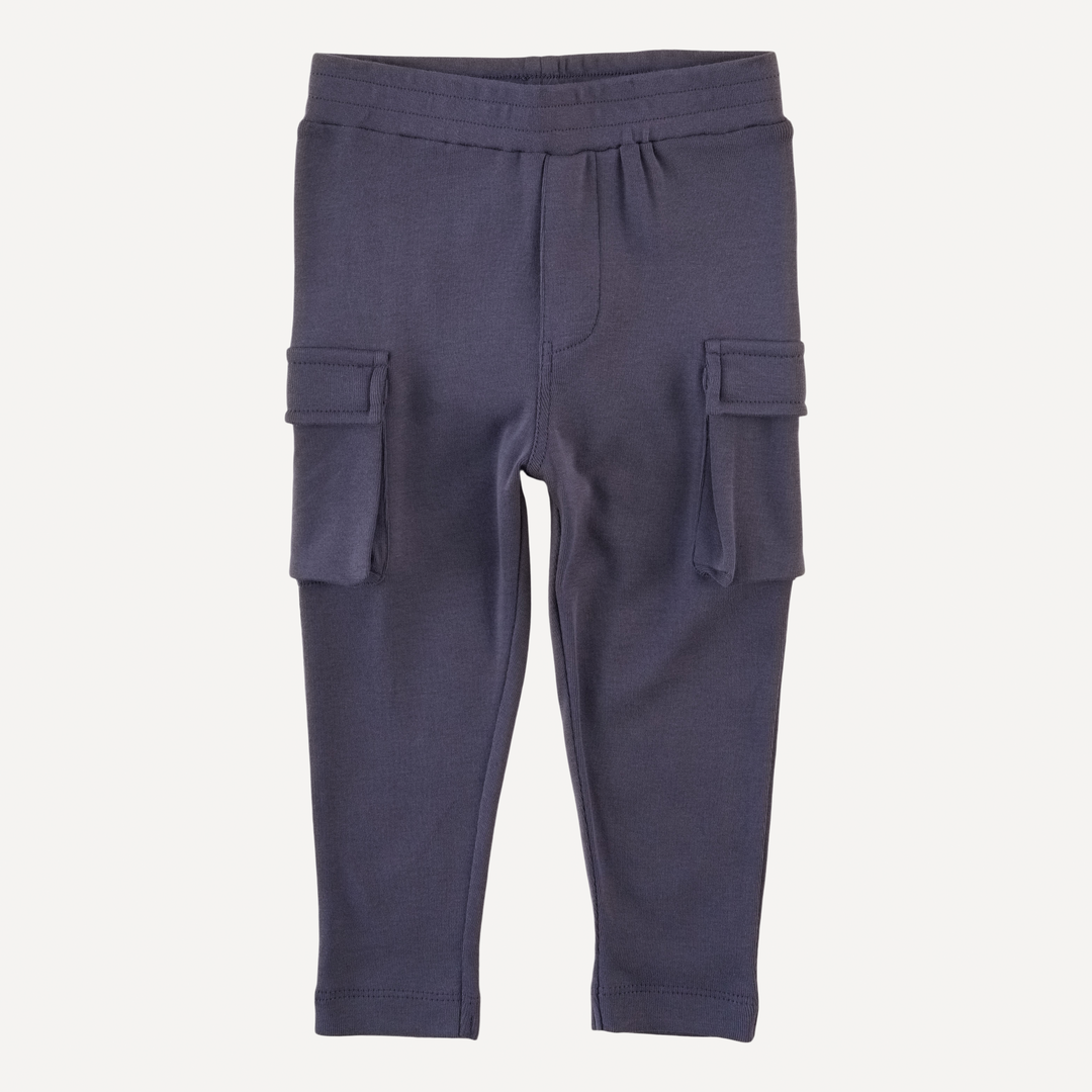 skinny cargo pant | shadow blue | organic cotton flat rib