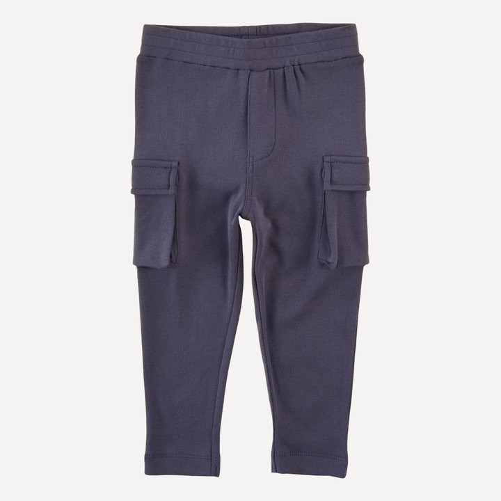 skinny cargo pant | shadow blue | organic cotton flat rib
