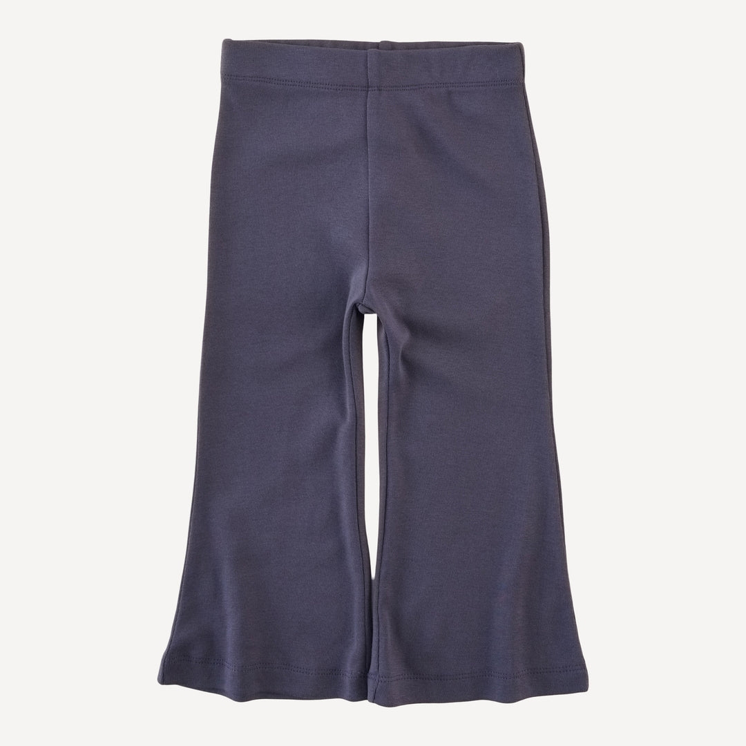 flare leg pant | shadow blue | organic cotton flat rib