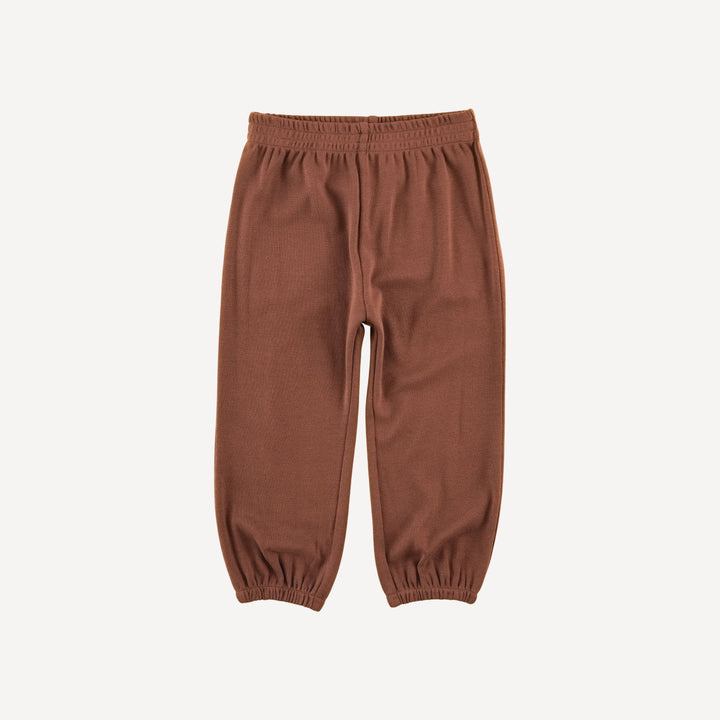 three bears relaxed jogger set | clove | organic cotton flat rib