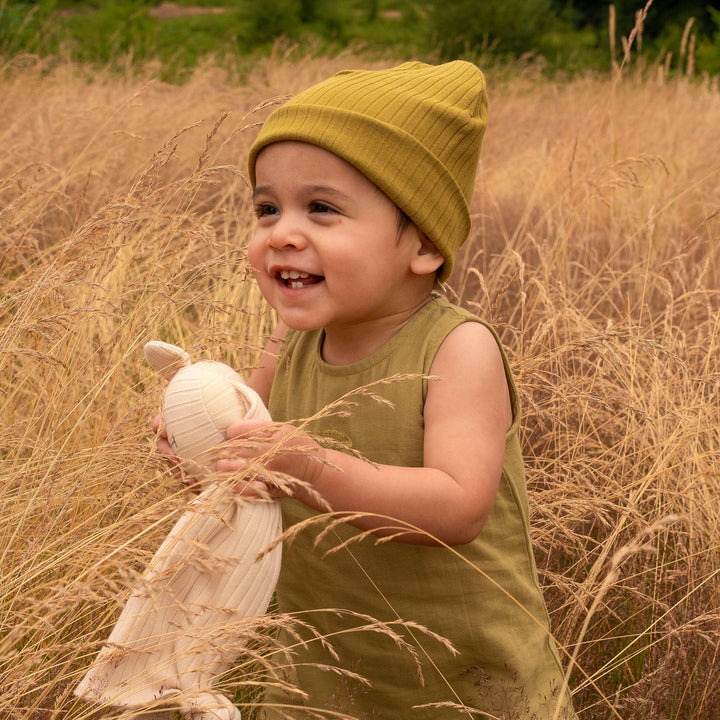 slouchy beanie | deep flaxen | organic cotton wide rib