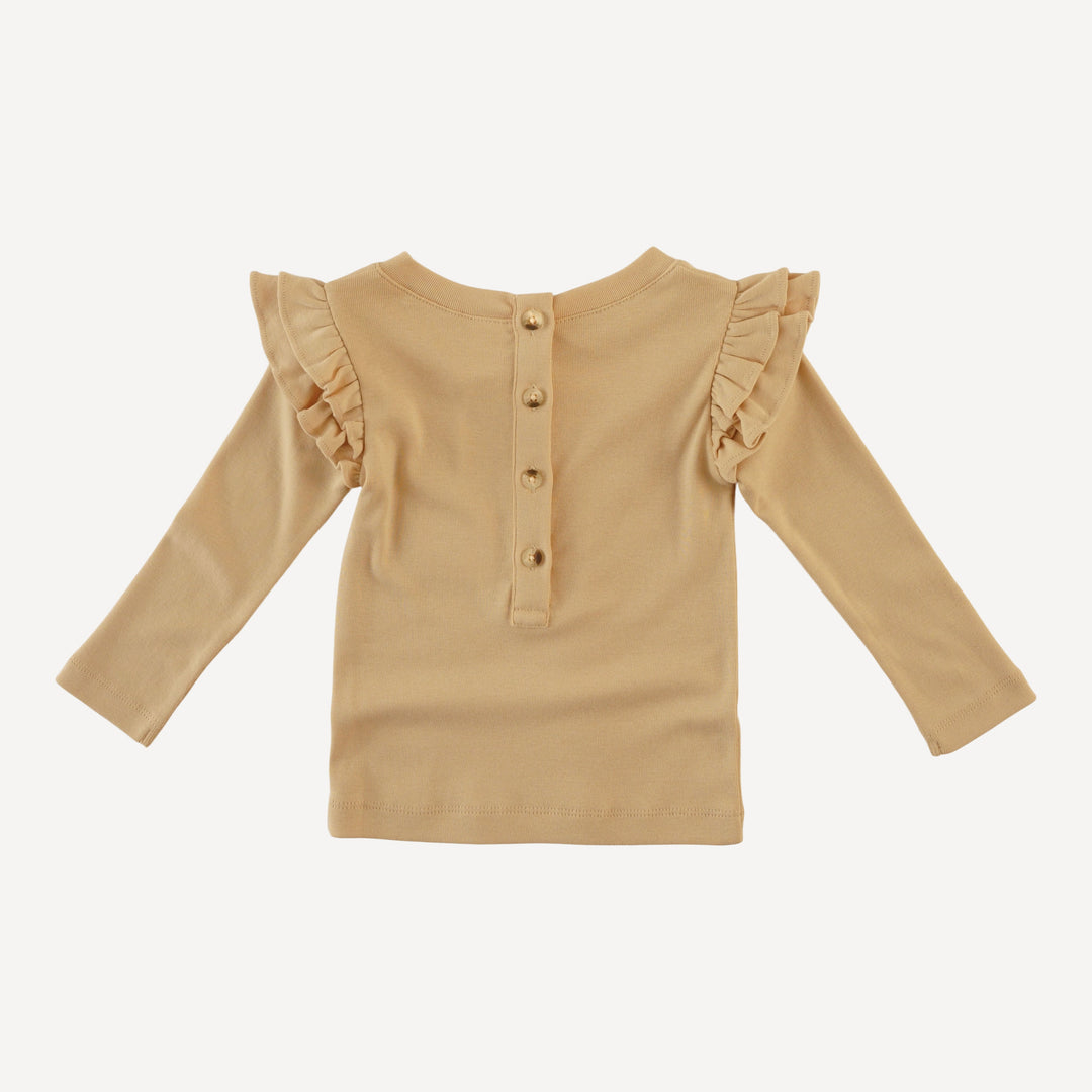 long sleeve double ruffle tee | menorah | organic cotton flat rib