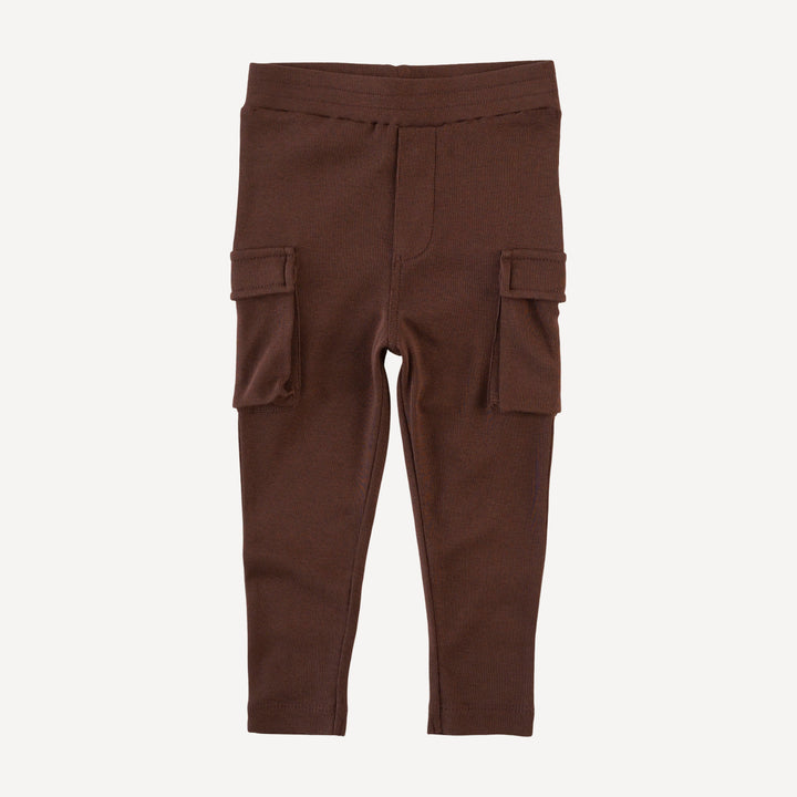 skinny cargo pant | melted chocolate | organic cotton flat rib