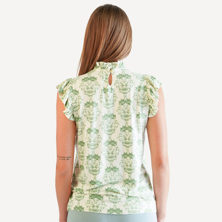 womens sleeveless little ruffle tee | mermaid and friends | bamboo
