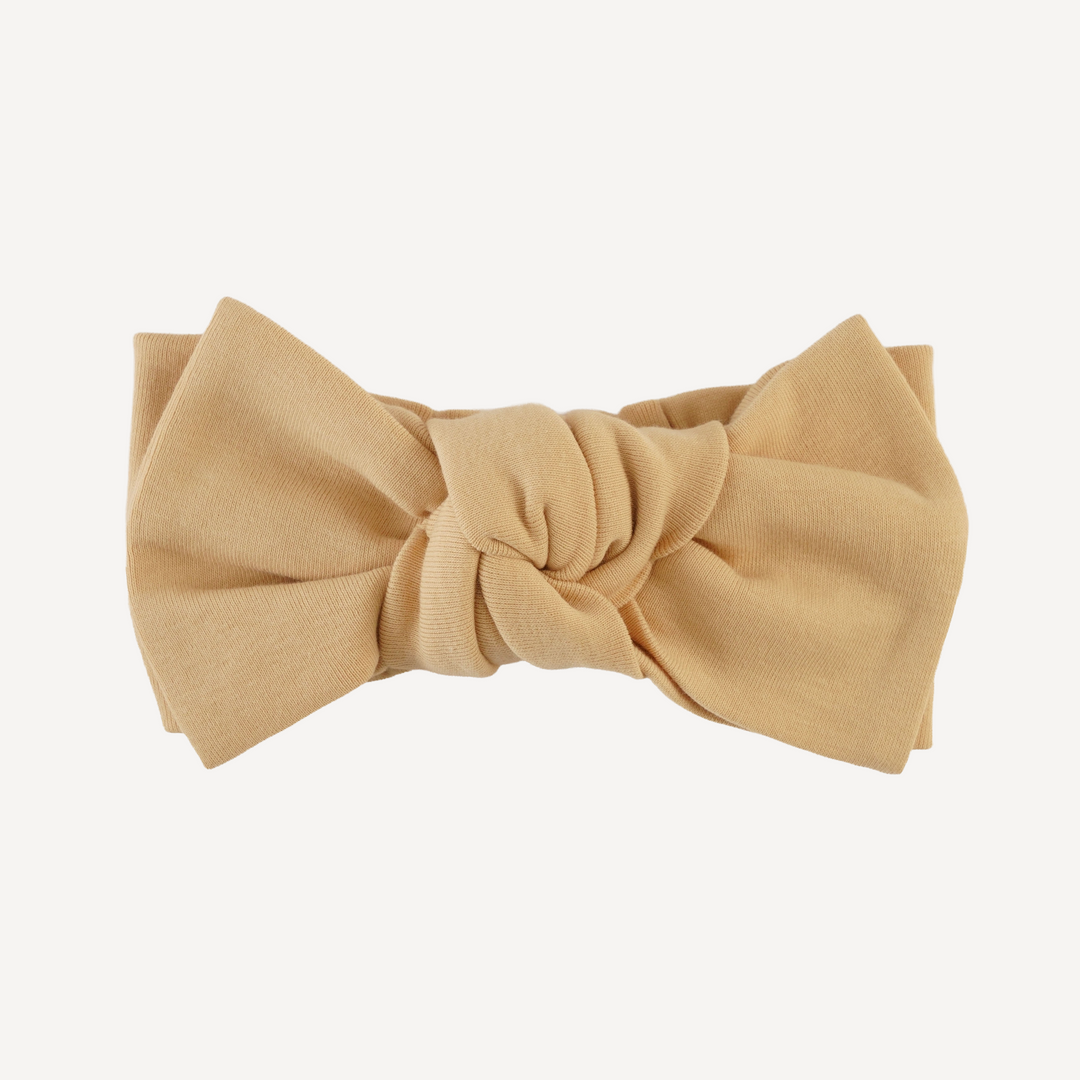 large bow elastic headband | marzipan | organic cotton flat rib