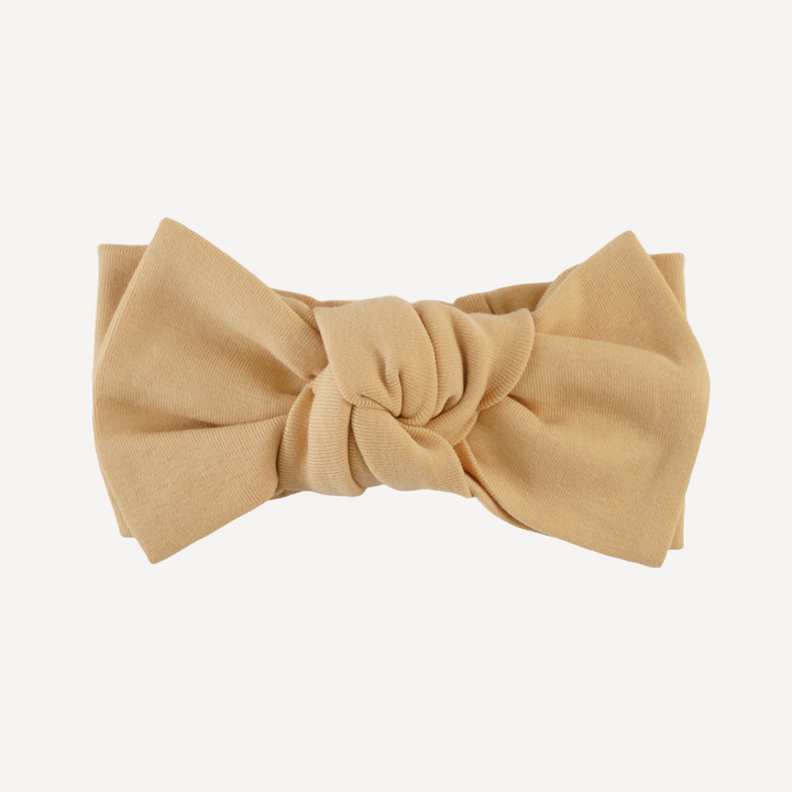 large bow elastic headband | marzipan | organic cotton flat rib