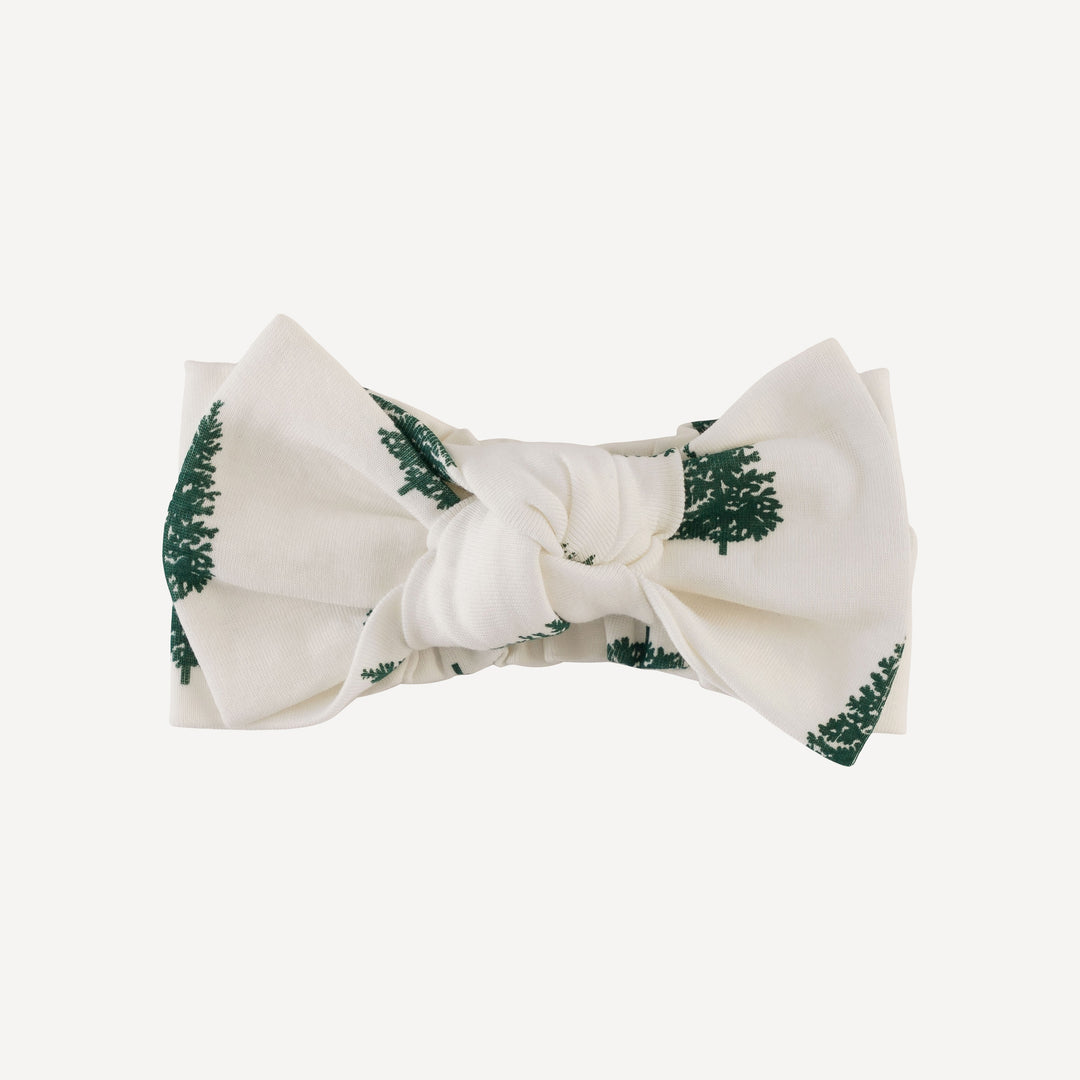 large bow elastic headband | mountain pine | organic cotton flat rib