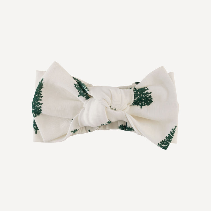 large bow elastic headband | mountain pine | organic cotton flat rib