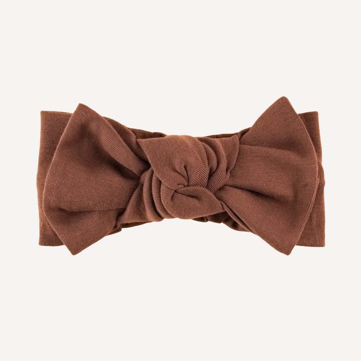 large bow elastic headband | clove | organic cotton flat rib