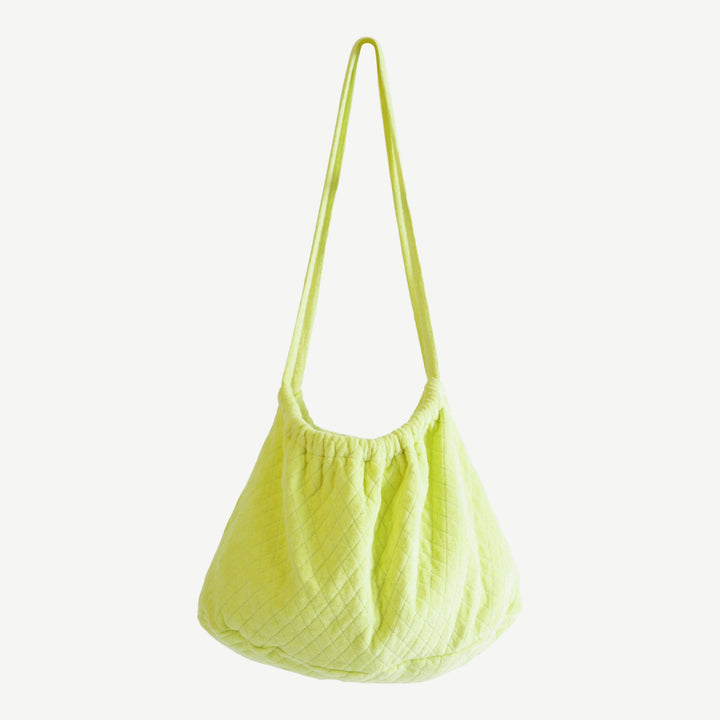 quilted beach carryall tote | lime | organic cotton terry