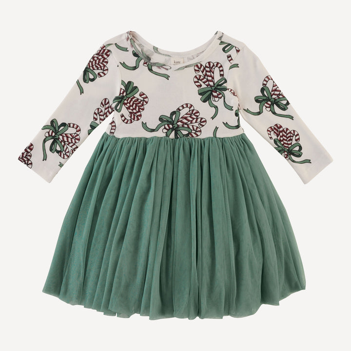 long sleeve ballerina dress | candy canes | organic cotton flat rib