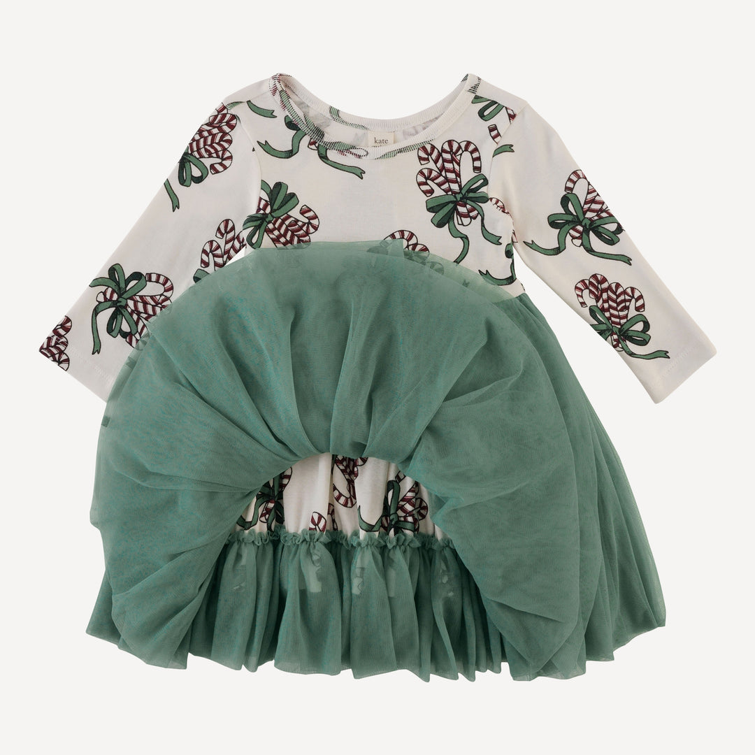 long sleeve ballerina dress | candy canes | organic cotton flat rib