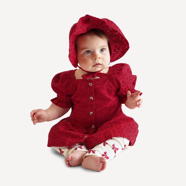 100 acre wood top | red violet | organic cotton woven eyelet