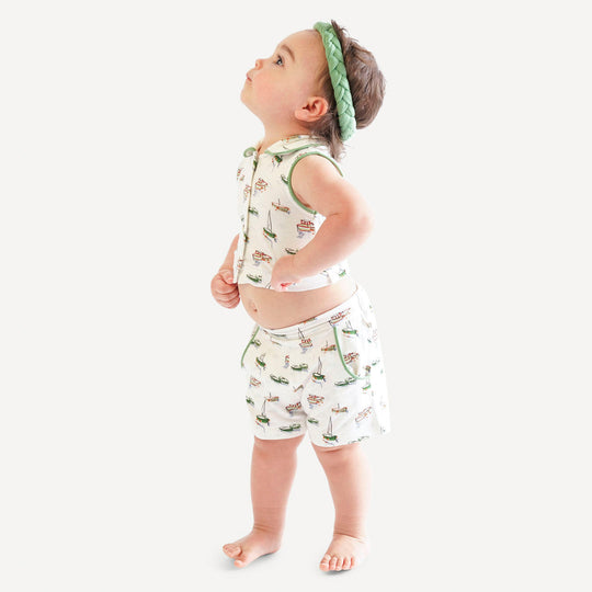short sleeve basic henley tee | thyme dot | organic cotton wide rib