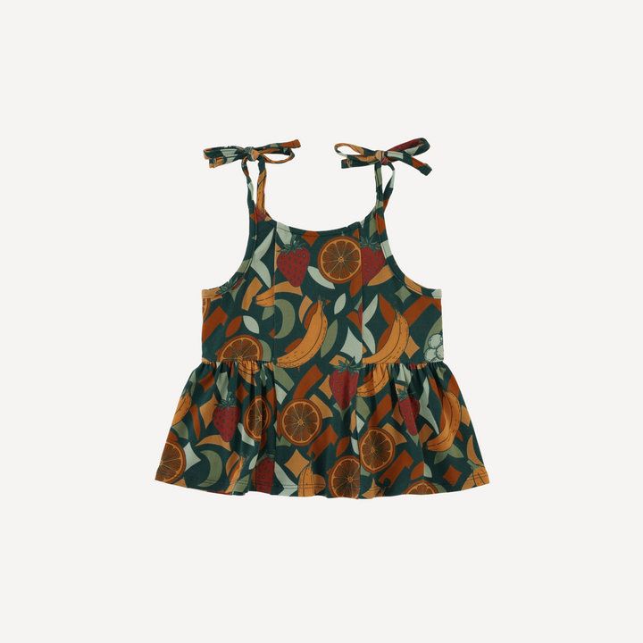 spaghetti tie ballerina top + ruffle short set | fruity | light weight bamboo