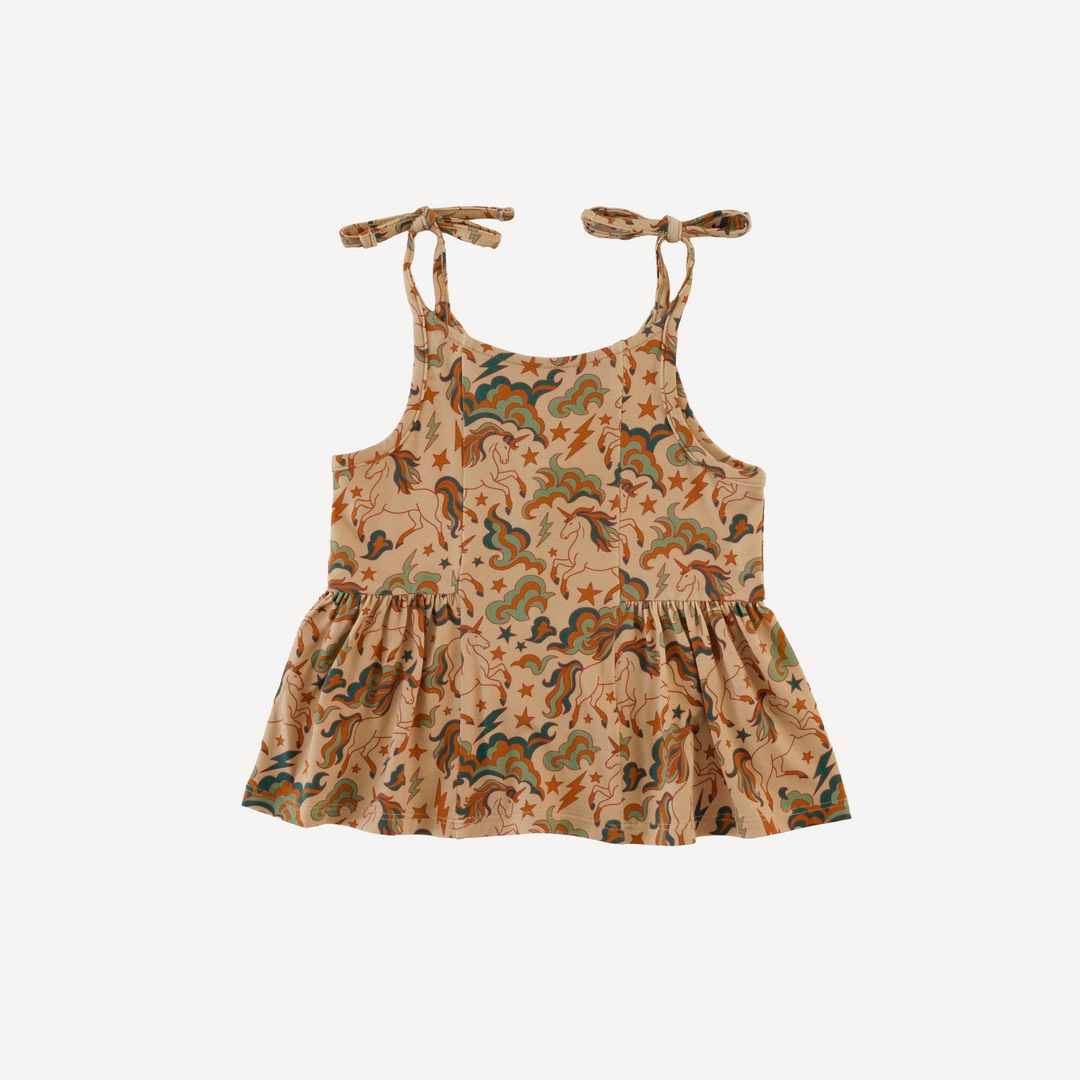 spaghetti tie ballerina top + ruffle short set | unicorn party | light weight bamboo