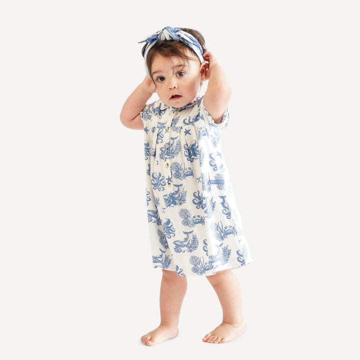 short sleeve sailor dress | nautical toile | bamboo