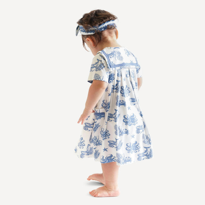 short sleeve sailor dress | nautical toile | bamboo