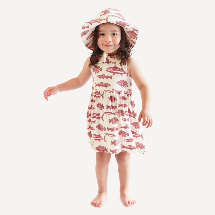 sleeveless peter pan dress | fish | bamboo