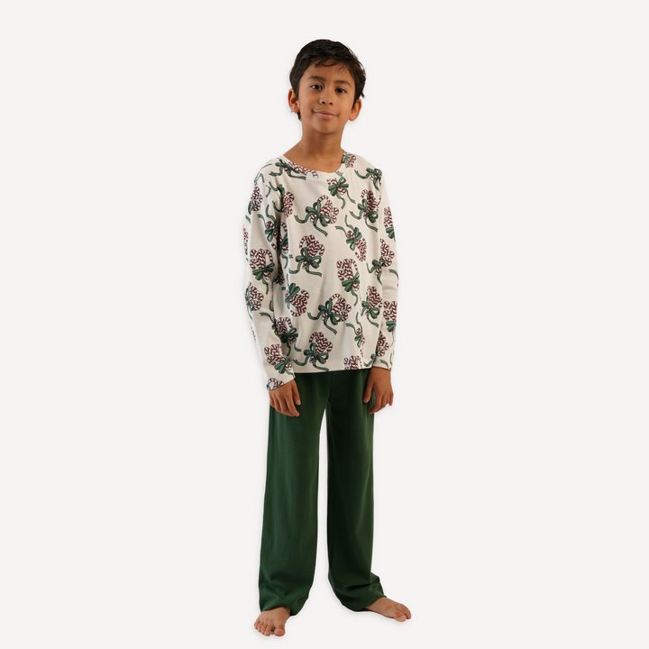 tween crew neck pj set | candy canes | organic cotton flat rib