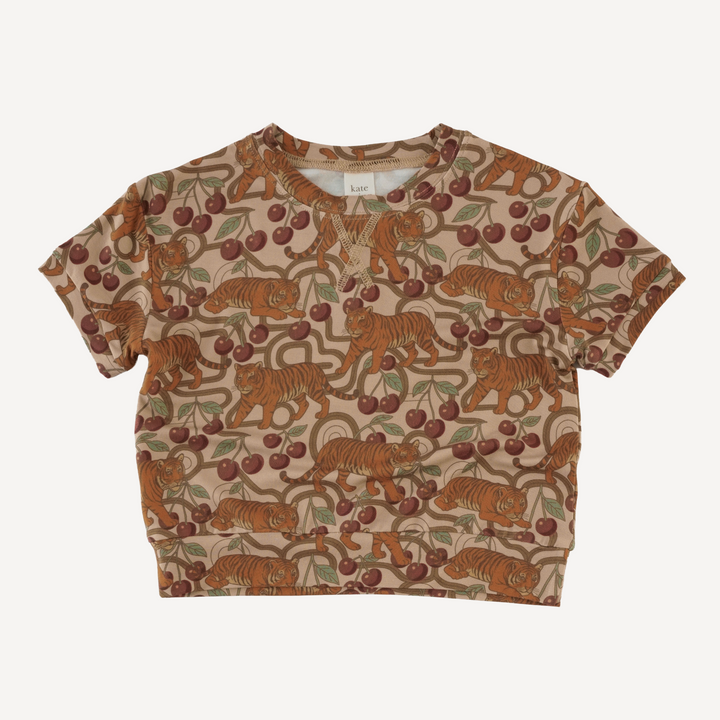 short sleeve relaxed jogger set | tiger cherries | light weight bamboo