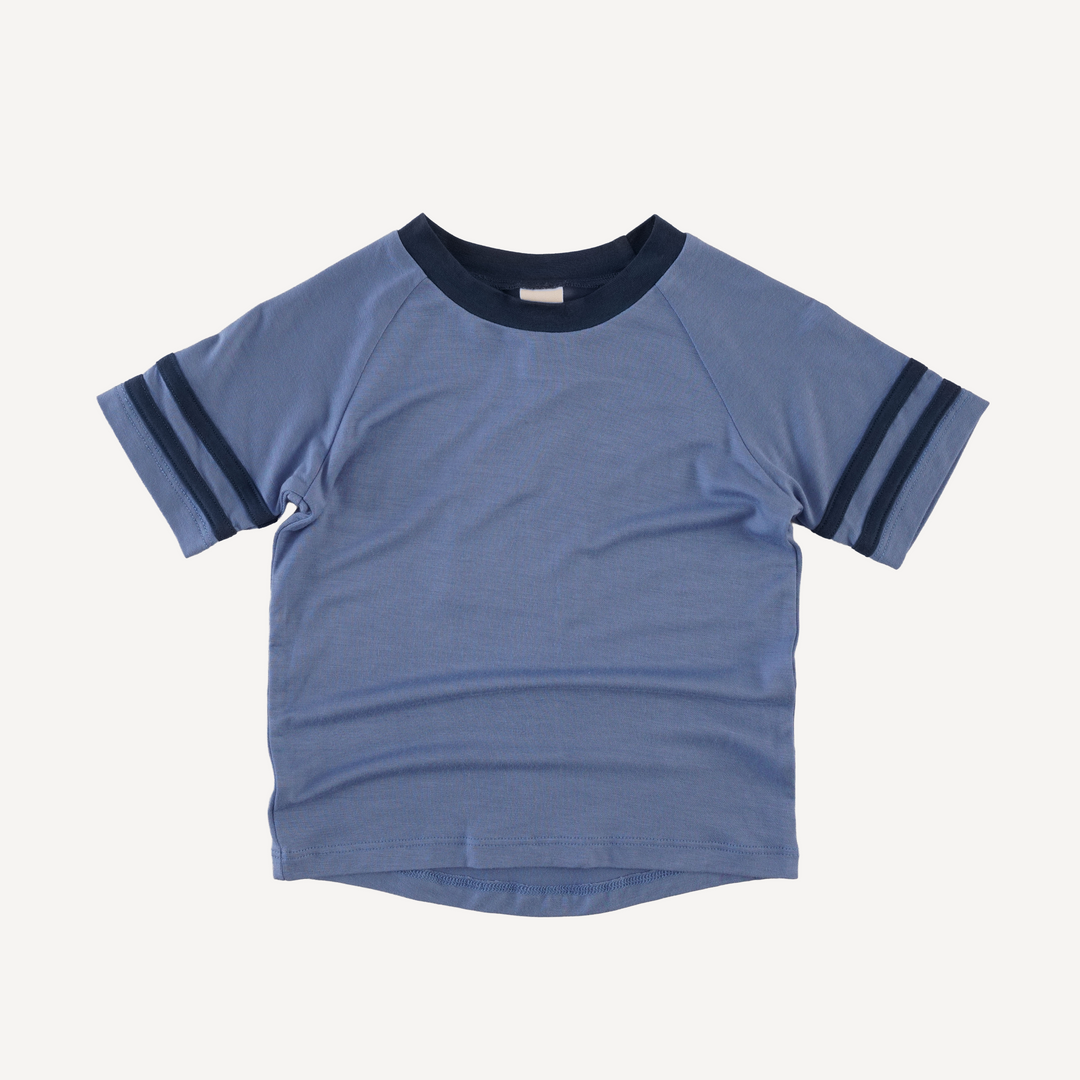 short sleeve football tee | bluebird | light weight bamboo