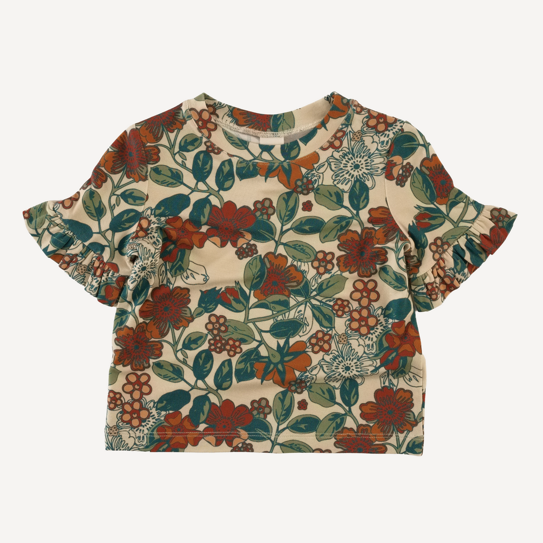 short sleeve essential ruffle boxy tee | farmers floral | light weight bamboo