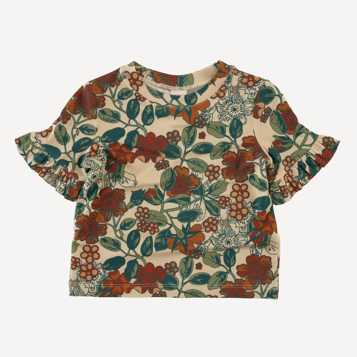 short sleeve essential ruffle boxy tee | farmers floral | light weight bamboo