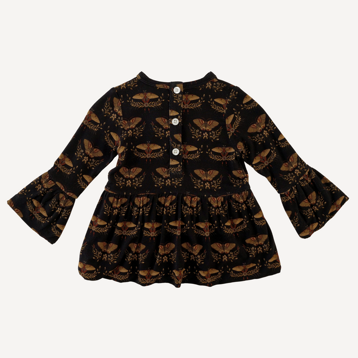 long sleeve ruched ruffle top | moth floral | light weight bamboo