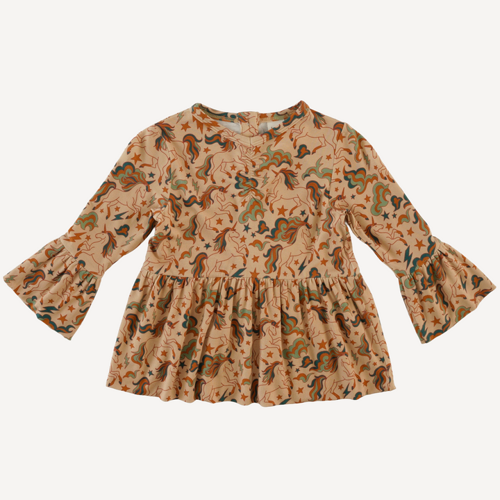 long sleeve ruched ruffle top | unicorn party | light weight bamboo