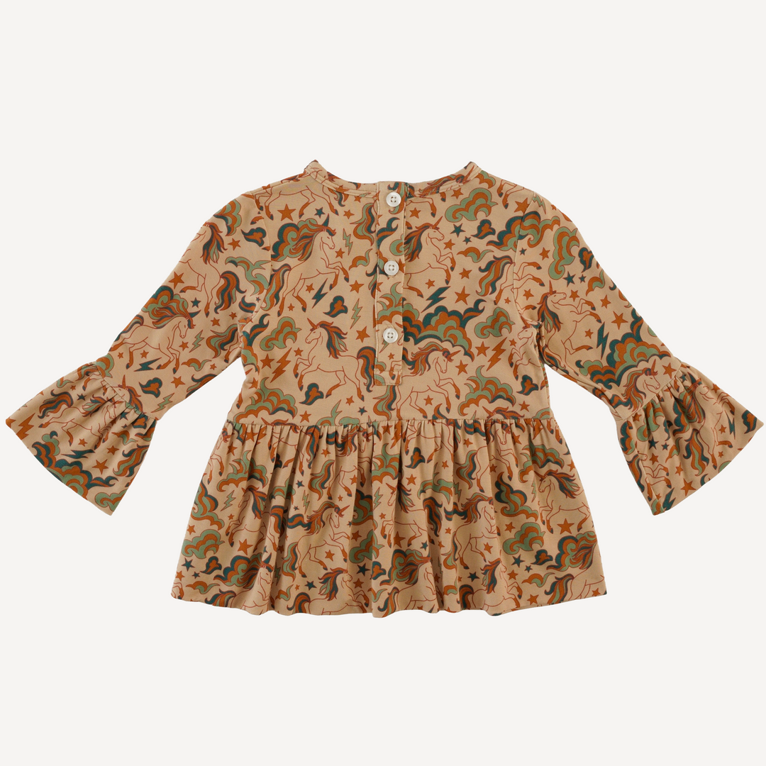 long sleeve ruched ruffle top | unicorn party | light weight bamboo